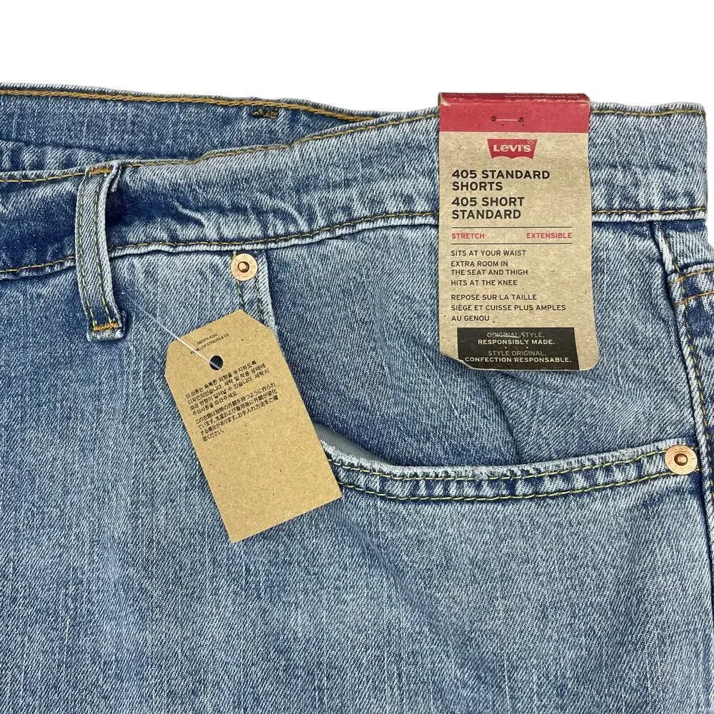 NWT LEVI'S 405 Standard Denim Shorts Sz 58 Distressing
